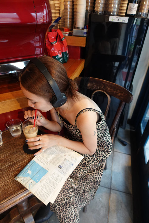 バックオープンレオパードワンピ